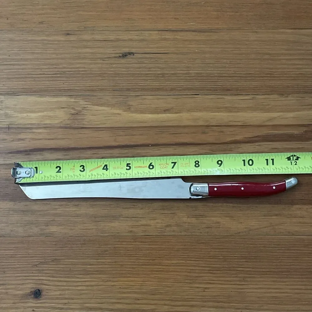 Jean Dubost Laguiole Bread Knife Red Handle Stainless Steel Made in France